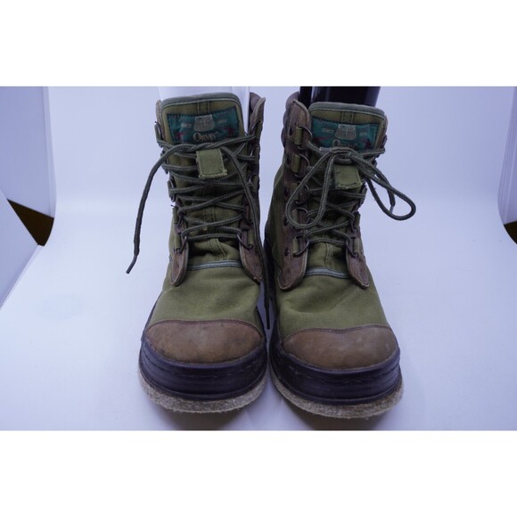 Vintage ORVIS Felt Bottom Boots Mens 9 Ankle Fly Fishing Wading Brown Green - Picture 2 of 10